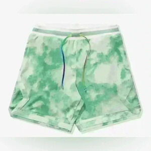 J Balvin Retro 2 Enamel green tie dye shorts
